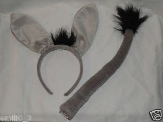 NEW SET OF SHREK DONKEY EAR AND TAIL COSTUME /PARTY FAVORS