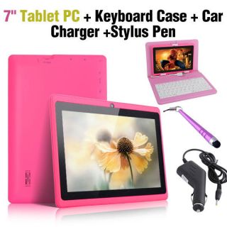 Pink 7 Android 4.0 Capacitive Tablet PC with Keyboard Case Car 