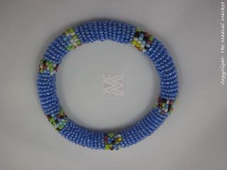   Market Africa Handmade Jewelry Masai Bangle Bracelet Blue #375 26