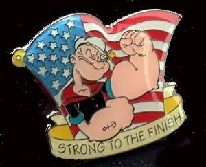 POPEYE Strong to the Finish / American Flag Lapel Pin