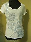   Jones New York blue sequined flower top med misses casual clothing