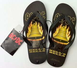 AC/DC OFFICIAL HELLS BELLS (BELL IMAGE) MENS SYNTHETIC RUBBER THONGS 