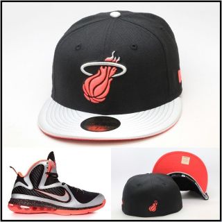 New Era Miami Heat Custom Fitted Hat For The Lebron 9 IX Bright Mango