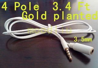 PCS 3.4Ft 4 Pole Gold Planted 3.5mm Male to Female Stereo Audio 