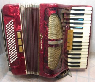   vintage piano accordion HARMONIE 80 bass keys concertina + HARD CASE