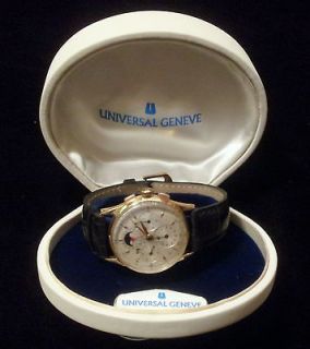 Vintage Universal Geneve 18K Yellow Gold Tri Compax