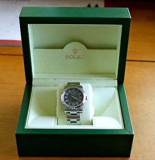 Rolex Air King Watch, Domed Bezel, Blue Dial/Orange Arabic #114200
