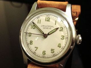 Vintage Universal Geneve Military Watch Original dial  Serviced 