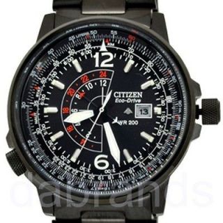 New Citizen Black Promaster Eco Drive Pilot Stainless Steel Watch 