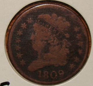 1809 VG CLASSIC HEAD HALF CENT NORMAL DATEDIE ROTATION