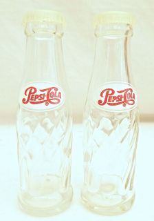   Glass PEPSI COLA Bottles   Salt & Pepper Shaker Set   Brockway
