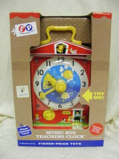 NIB Fisher Price Wind Up Musical Teaching Clock Classic Retro Toddler 