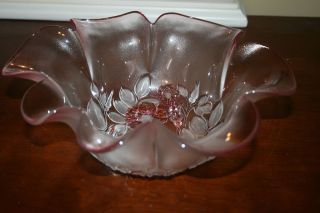 Large Pink Tone Flower Bowl with Flowers at the Bottom   Beautiful