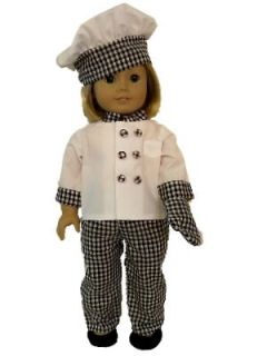 NEW DOLL CLOTHES FOR AMERICAN GIRL 18 CHEF COAT, HAT, PANTS,SHOES 