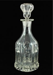 Antique 19th Century Bullseye Pattern Glass Decanter 