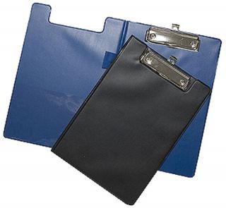 A4 Foolscap Fold over Clipboard Folder Red, Blue, Black