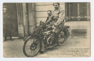 Douglas Motorcycle Sidecar France RACE Hutchinson Tyres original 1913 