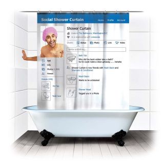 Social Media Facebook Style SHOWER CURTAIN   Novelty   GIFTS & GADGETS 