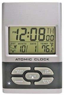   Atomic Pocket Size LCD Travel Alarm Clock w/Calendar & Indoor Temp