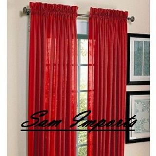 ROUGE Red 4 Pcs. soft Sheer Voile Window Panel Solid Brand New 