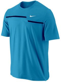 Nike Men Challenger UV Zigzag Tennis Crew Shirt Blue
