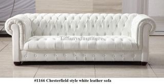 Gorgeous Chesterfield Style Modern White Leather Sofa #1166