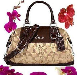 COACH 15443 Ashley Khaki/Maho Satchel Handbag Purse