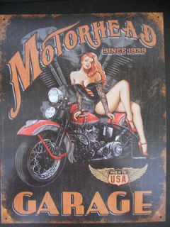Motorhead Garage Cycle Gas Station Bike Shop Steel Sign Beer Bar Rat 