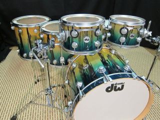 DW DRUMS COLLECTORS IN NATURAL TO AZURE FADE OVER IVORY EBONY SO 