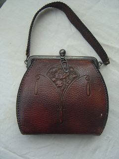 VTG Edwardian Tooled Leather Purse Art Deco Nouveau antique Arts 