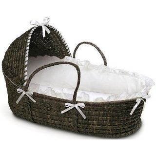   Hooded Moses Basket in White   Espresso Moses Basket with Hood   White