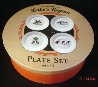 SET OF 4 COLLECTOR PLATES BOSTON WAREHOUSE LAKES REGION NEW IN BOX
