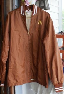   RETRO 1970S POLYESTER MCDONALDS COLLECTABLE WORK JACKET BROWN SIZE L