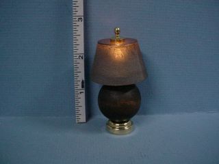 Battery Operated Light  Wood & Brass Table Lamp   T21S Dollhouse 