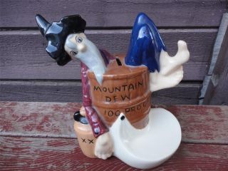 Vintage 1960s Mountain Mt. Dew Hillbilly Ceramic Bank Whiskey Barrel 