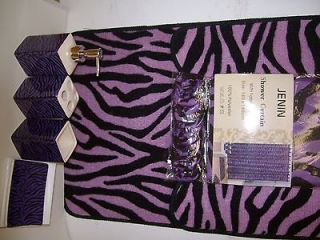 Complete Bath Accessory Set Purple zebra print bathroom rugs shower 
