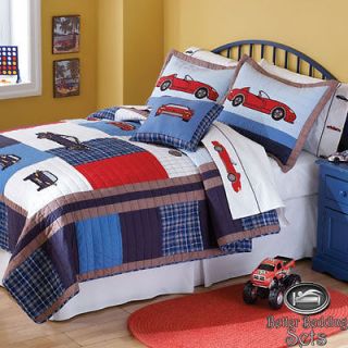   Kid Red Race Car Cotton Quilt Collection Bedding Set For Twin Size