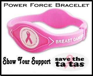 Breast Cancer Pink Ribbon Power Force Silicone Energy Balance Bracelet 