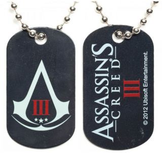 New Assassins Creed 3 Metal Dog Tag Necklace AC3 Logo Double Sided 