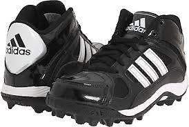 adidas Destroy MD J Mid Youth Kids Football Cleats Black White Silver