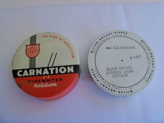   CARNATION TYPEWRITER RIBBION TIN Antique w/bright colors & Advertising