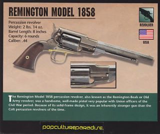 REMINGTON MODEL 1858 .44 REVOLVER Gun Firearms CARD