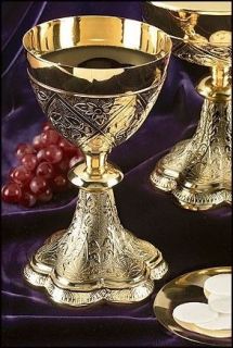   Vines Chalice W Paten Christian Chapel Set Gold Plate 19 oz Communion