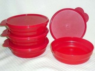 Tupperware 4pc Impressions Microwave Cereal BOWL SET New Popsicle RED 