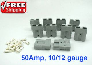 10 CONNECTORS w/ CONTACTS, 50A, #10/12 GAUGE, ANDERSON POWER PRODUCTS 
