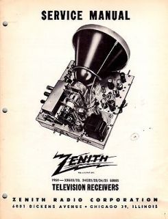 Zenith Porthole TV ORIGINAL Factory Service Manual 23G22/23, 24G22/23 