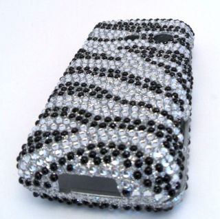 LG 511c STRAIGHT TALK Case Skin Cover Bling Jewel Gem Silver Zebra 