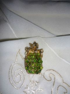 Vintage Swoboda Brooch Pin Pineapple shaped Peridod Gemstones