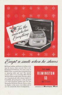 Vintage 1952 REMINGTON 60 DE LUXE SHAVER Advertisement