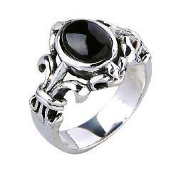   Black Onyx Natural Stone Ring for Mens Fashion Jewelry .925 Silver